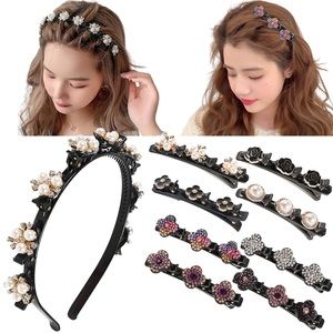 9 Pcs Hair Clips Sparkling Crystal Stone Braided Hair Clips for Women